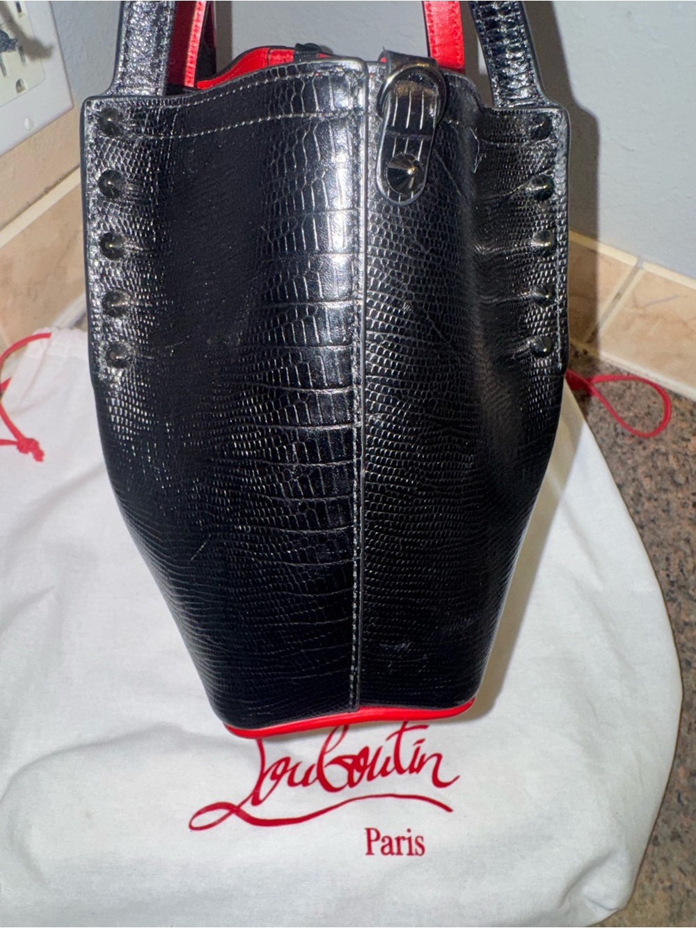 Christian Louboutin cabarock Black Leather Tote with COA - Picture 8 of 10